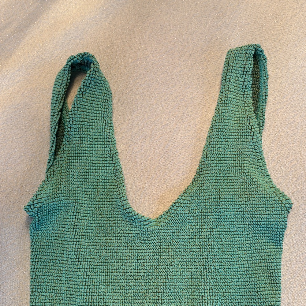 Bond eye Mara Low Back One Piece swimsuit, LAGOON LUREX, $180 - Picture 13 of 16